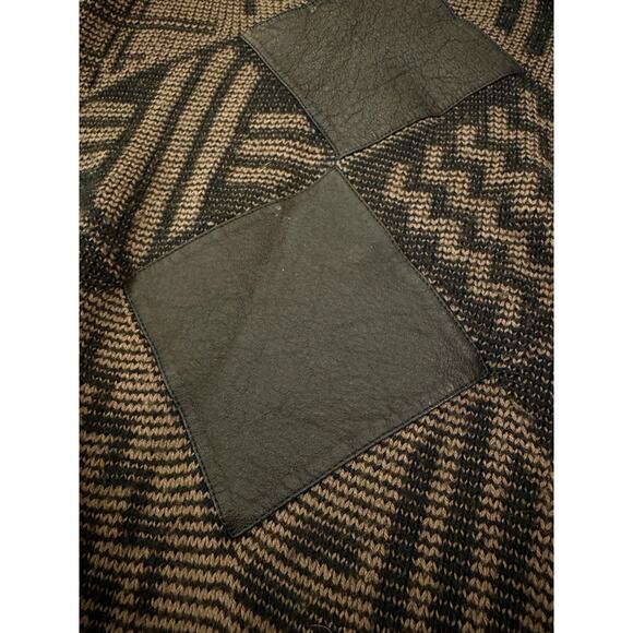 Mens Barnaby Acrylic Leather Grandpa Vintage Sweater Brown Black Large - Picture 8 of 9